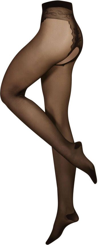Die Strumpfmacher Ouvert maillot met bloemenpanty en hoge taille