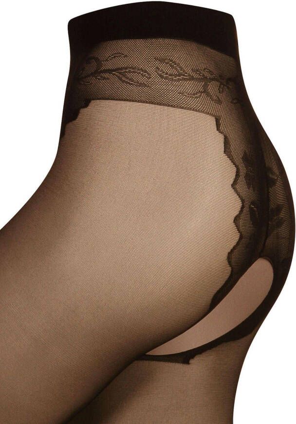 Die Strumpfmacher Ouvert maillot met bloemenpanty en hoge taille