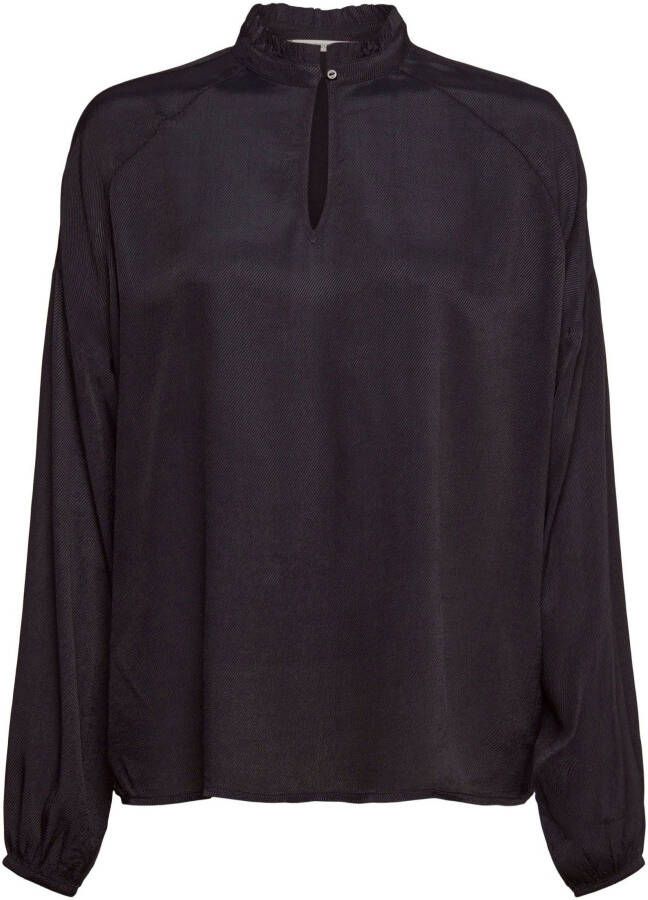 edc by Esprit Gedessineerde blouse met gegolfde opstaande kraag