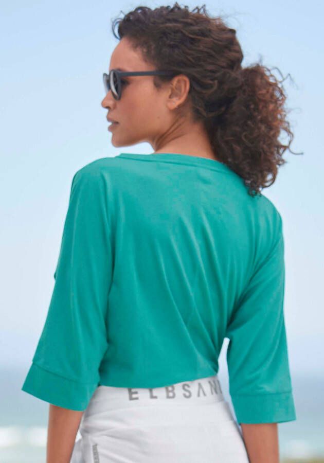 Elbsand Shirt met 3 4-mouwen met logoprint katoenmix losse pasvorm