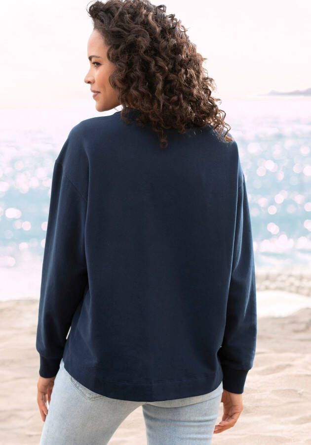Elbsand Sweatshirt Sontje met flockprint aan de voorkant sportief-casual