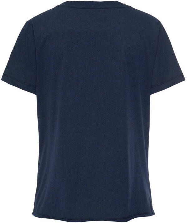 Elbsand T-shirt Talvi met flockprint en v-hals shirt met korte mouwen van katoenmix