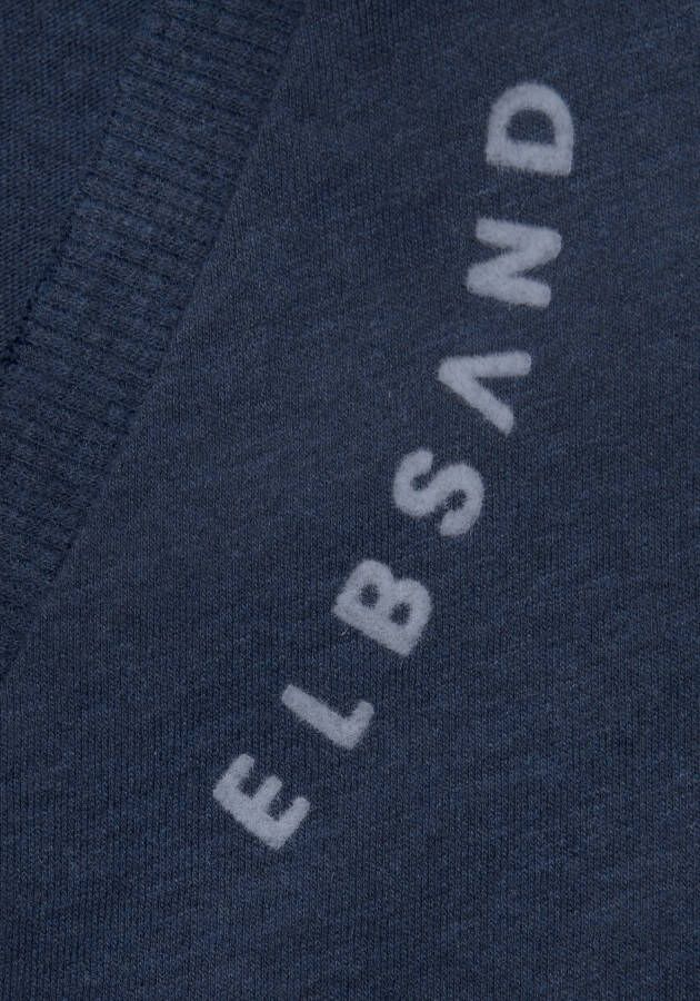 Elbsand T-shirt Talvi met flockprint en v-hals shirt met korte mouwen van katoenmix