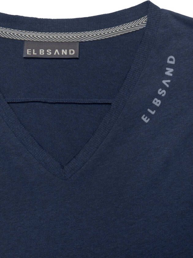 Elbsand T-shirt Talvi met flockprint en v-hals shirt met korte mouwen van katoenmix