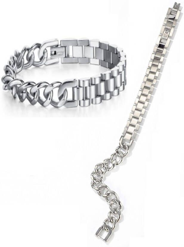 Firetti Edelstalen armband Sieraad cadeau armband panzerketting gecombineerd verstelbaar