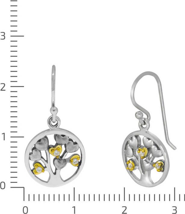 Firetti Paar oorhangers Sieraad cadeau zilver 925 oorbellen oorhaken hart levensboom