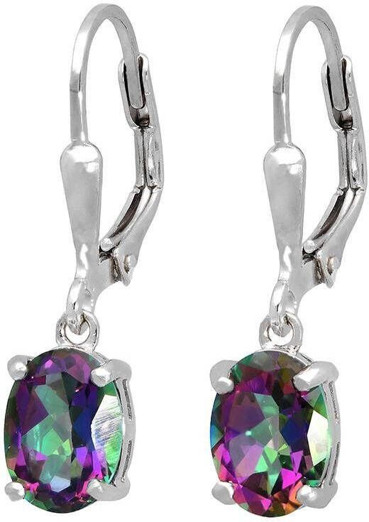 Firetti Paar oorhangers Sieraad cadeau zilver 925 oorbellen patentbeugel edelsteen topaas
