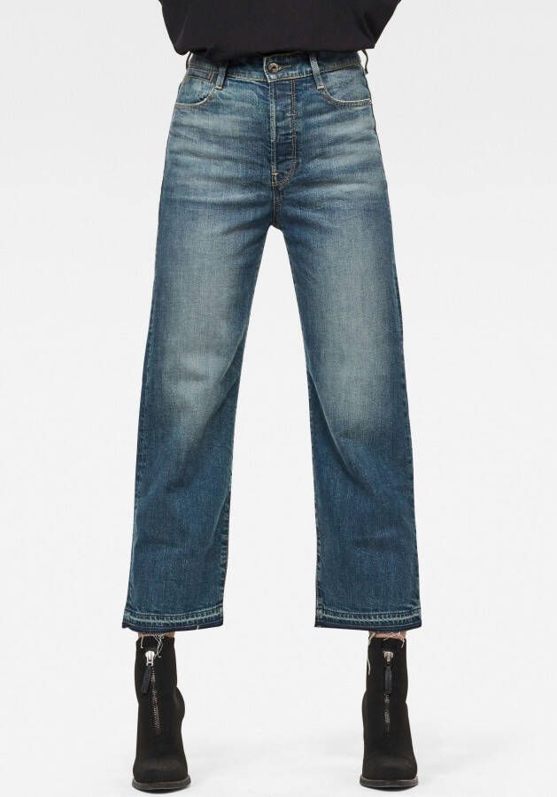 G-Star G Star RAW Ankle jeans Tedie Ultra High Straight Ripped Edge Ankle C Jeans met iets gerafelde zoomrand op de pijp