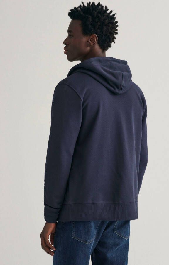 Gant Capuchonsweatvest REG SHIELD FULL ZIP HOODIE met logoborduursel op borsthoogte