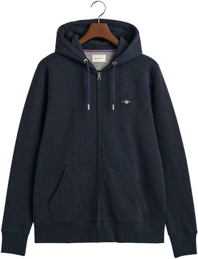 Gant Capuchonsweatvest REG SHIELD FULL ZIP HOODIE met logoborduursel op borsthoogte