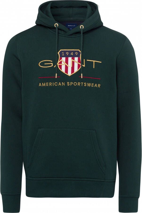 Gant D2. Archive Shield hoodie Green Heren