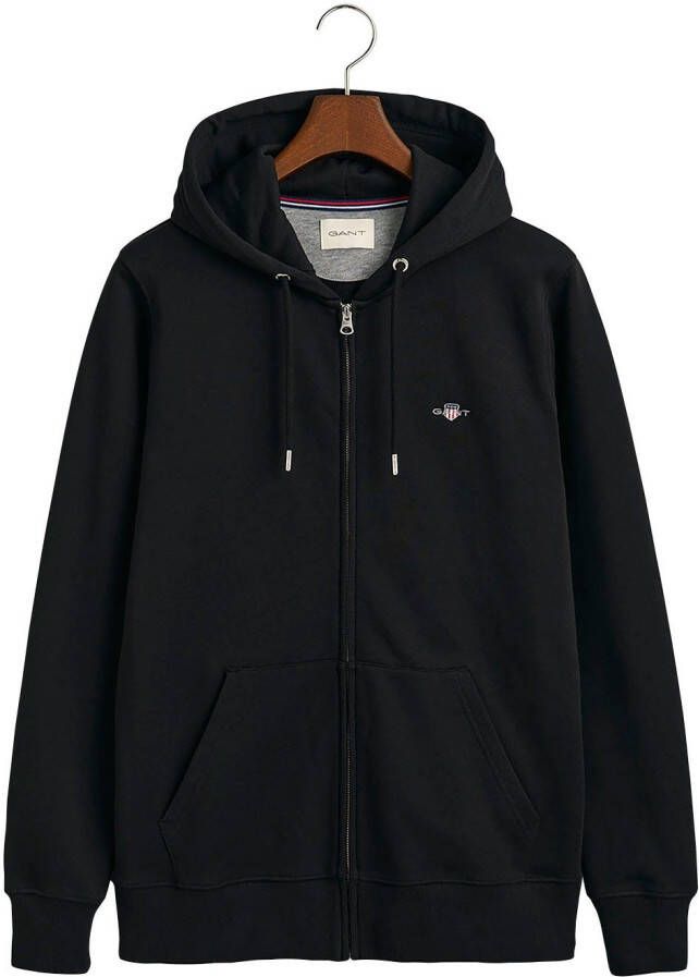 Gant Capuchonsweatvest REG SHIELD FULL ZIP HOODIE met logoborduursel op borsthoogte
