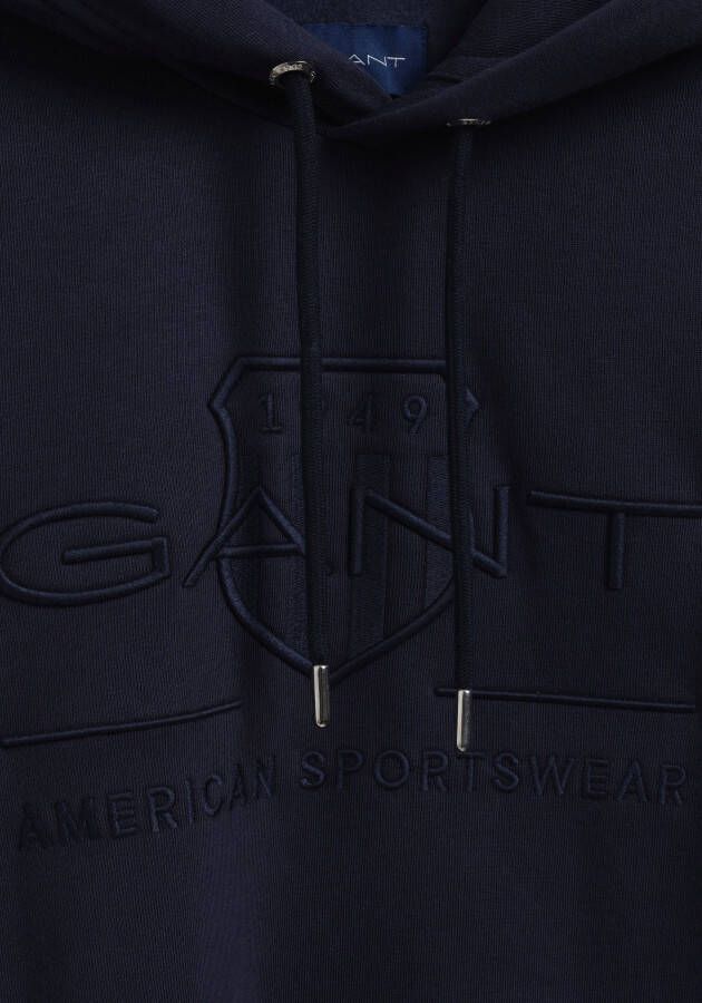 Gant Hoodie TONAL ARCHIVE SHIELD met boord aan mouwen en zoom