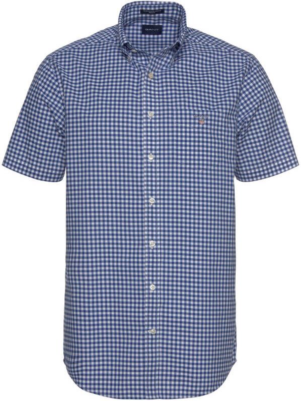 Gant Overhemd met korte mouwen THE BROADCLOTH GINGHAM REG BD met stolpplooi op de rug