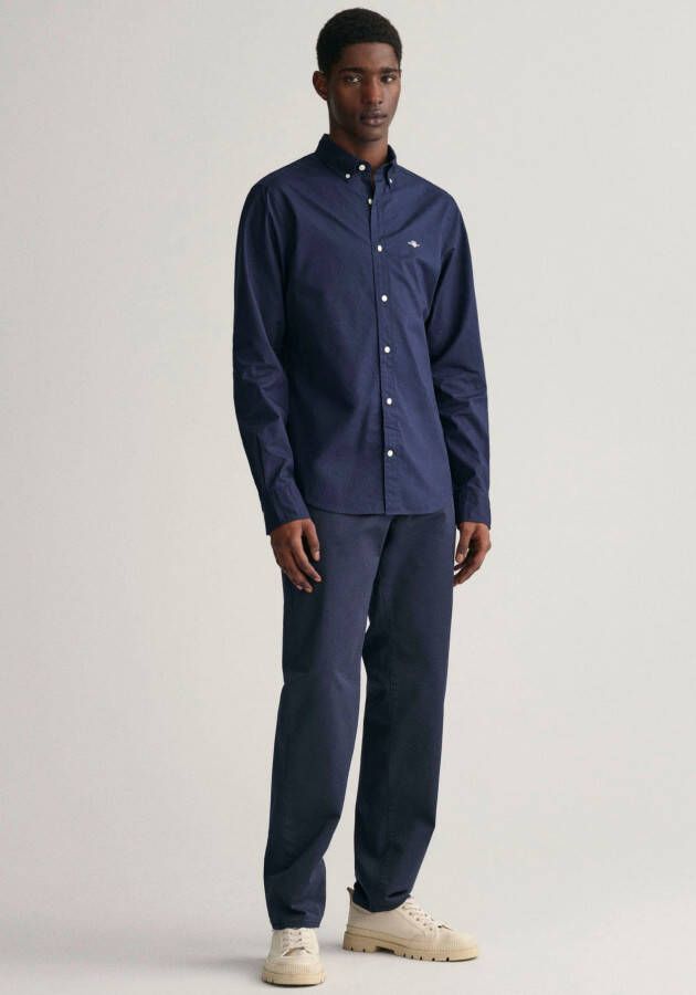 Gant Overhemd met lange mouwen Slim fit poplin overhemd licht slijtvast easy care