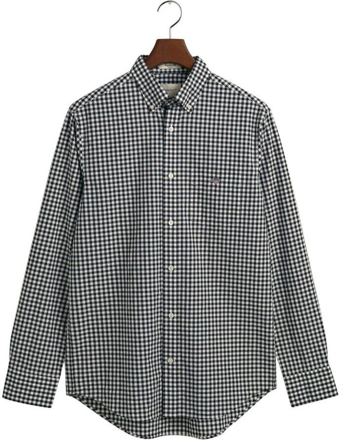 Gant Overhemd met lange mouwen Regular Fit Gingham Poplin Overhemd slijtvast easy care geruit