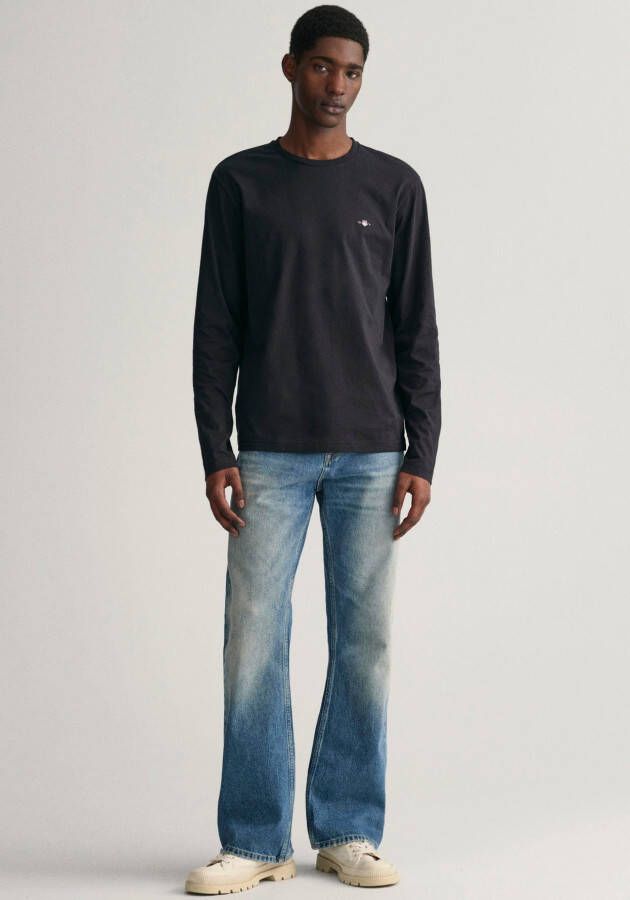 Gant Shirt met lange mouwen REG SHIELD LS T-SHIRT met logoborduursel op borsthoogte
