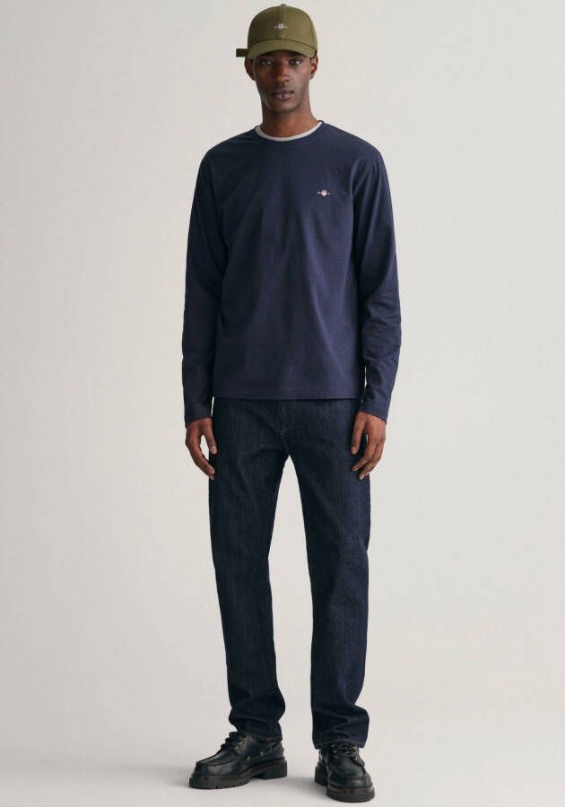 Gant Shirt met lange mouwen REG SHIELD LS T-SHIRT met logoborduursel op borsthoogte