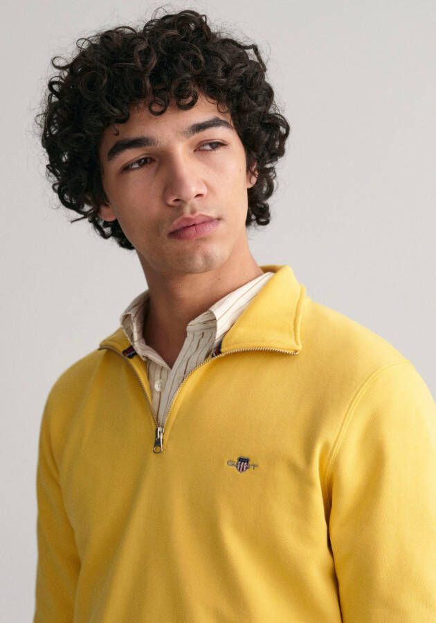 Gant Sweatshirt REG SHIELD HALF ZIP SWEAT met logoborduursel op borsthoogte