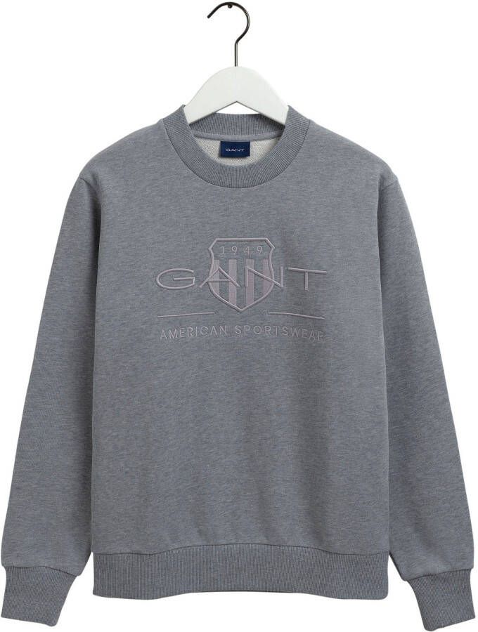 Gant Sweatshirt D1. TONAL ARCHIVE SHIELD C-NECK met logoborduursel op borsthoogte