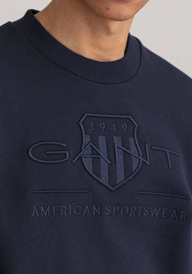 Gant Sweatshirt D1. TONAL ARCHIVE SHIELD C-NECK met logoborduursel op borsthoogte