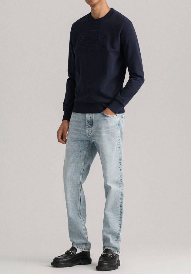 Gant Sweatshirt D1. TONAL ARCHIVE SHIELD C-NECK met logoborduursel op borsthoogte