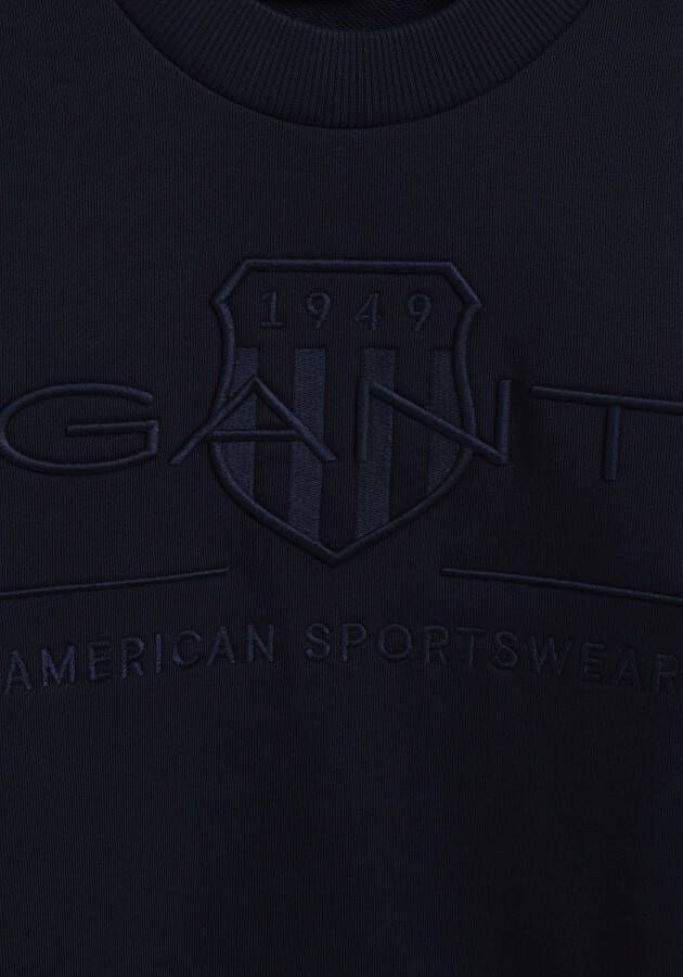 Gant Sweatshirt D1. TONAL ARCHIVE SHIELD C-NECK met logoborduursel op borsthoogte