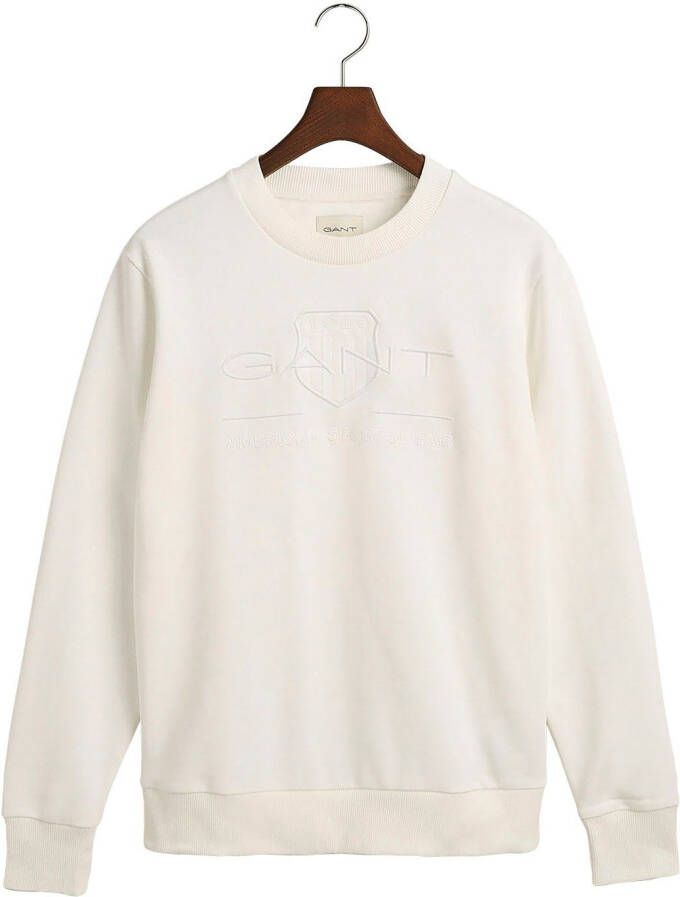 Gant Sweatshirt D1. TONAL ARCHIVE SHIELD C-NECK met logoborduursel op borsthoogte