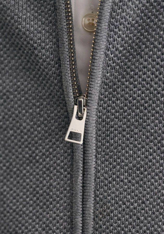 Gant Vest COTTON PIQUE ZIP CARDIGAN met logoborduursel op borsthoogte