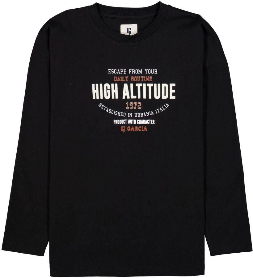 Garcia Shirt met lange mouwen High altitude met frontprint
