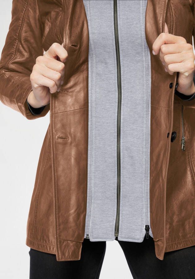 OTTO Mauritius Leren jack Cleeo stijlvolle hoogwaardige lange blazer in two-in-one-look