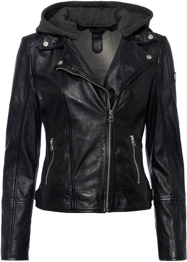 OTTO Mauritius Leren jack Ela cool 2-in-1-bikerjack met een afneembare jerseycapuchon