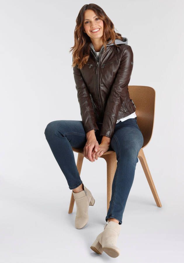 OTTO Mauritius Leren jack NOLA Two-in-one stijl met een afneembare jerseycapuchon