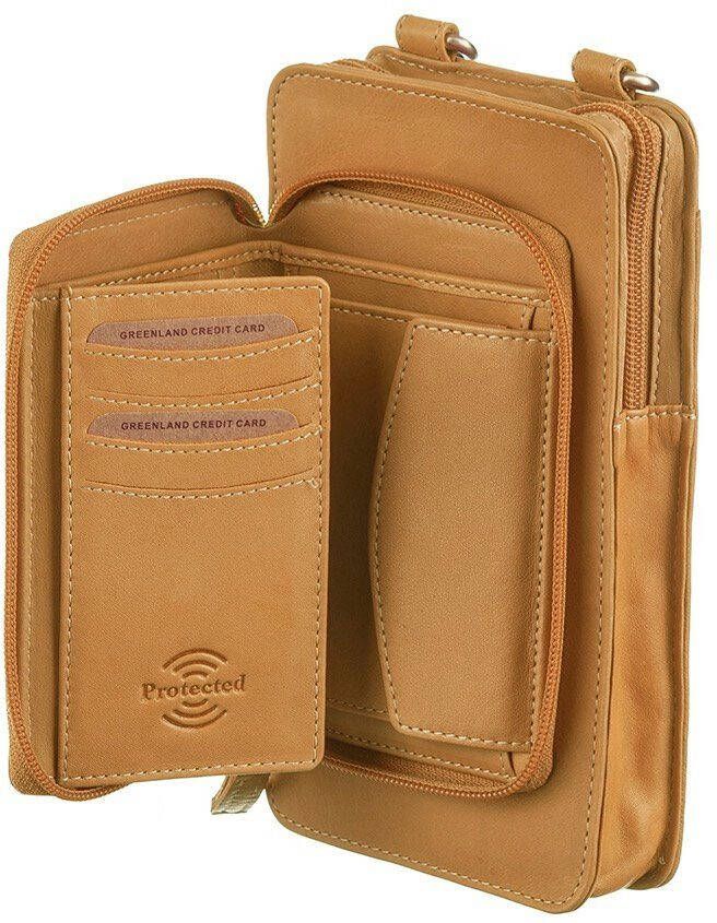 GreenLand Nature Gsm-tasje NATURE Soft met opgestikte portemonnee en rfid-bescherming