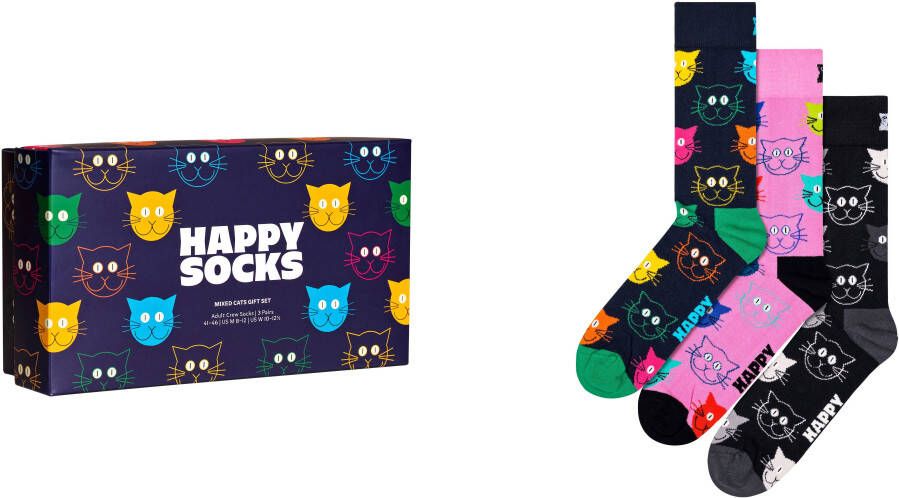 Happy Socks Sokken 3-Pack Mixed Cat Socks Gift Set (set 3 paar)