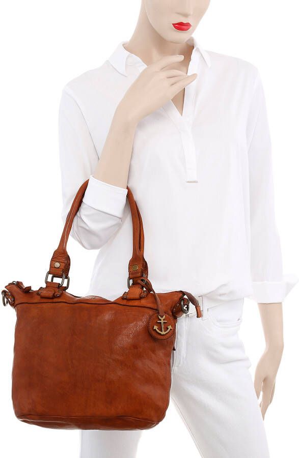 HARBOUR 2nd Shopper Bianca van leer met kenmerkende merk-anker-label en sierhanger