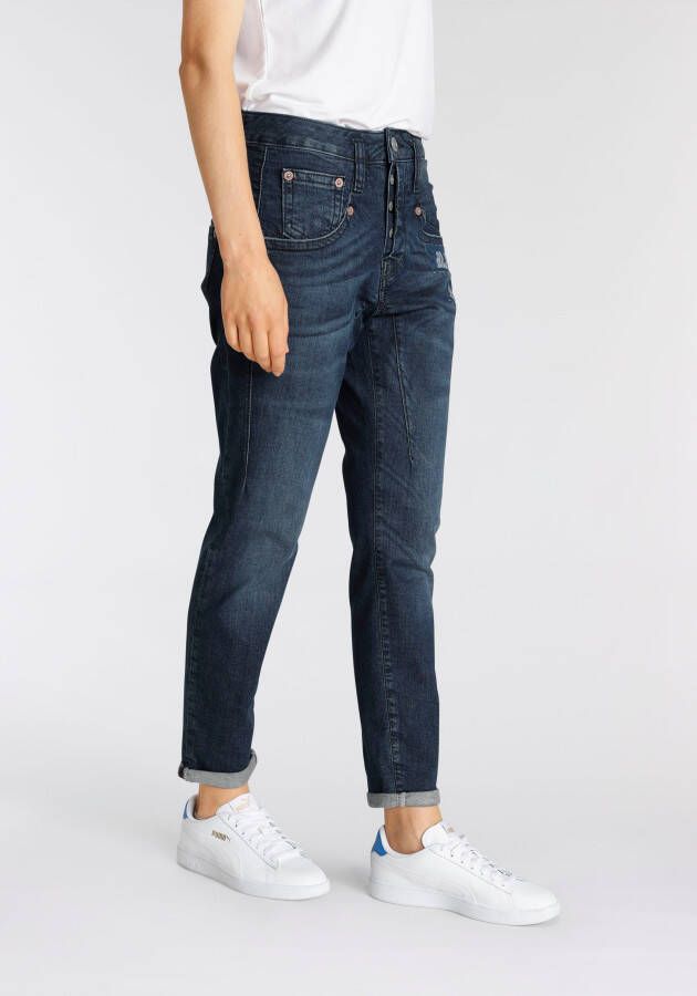 Herrlicher Ankle jeans SHYRA CROPPED ORGANIC met logo op de zijkant