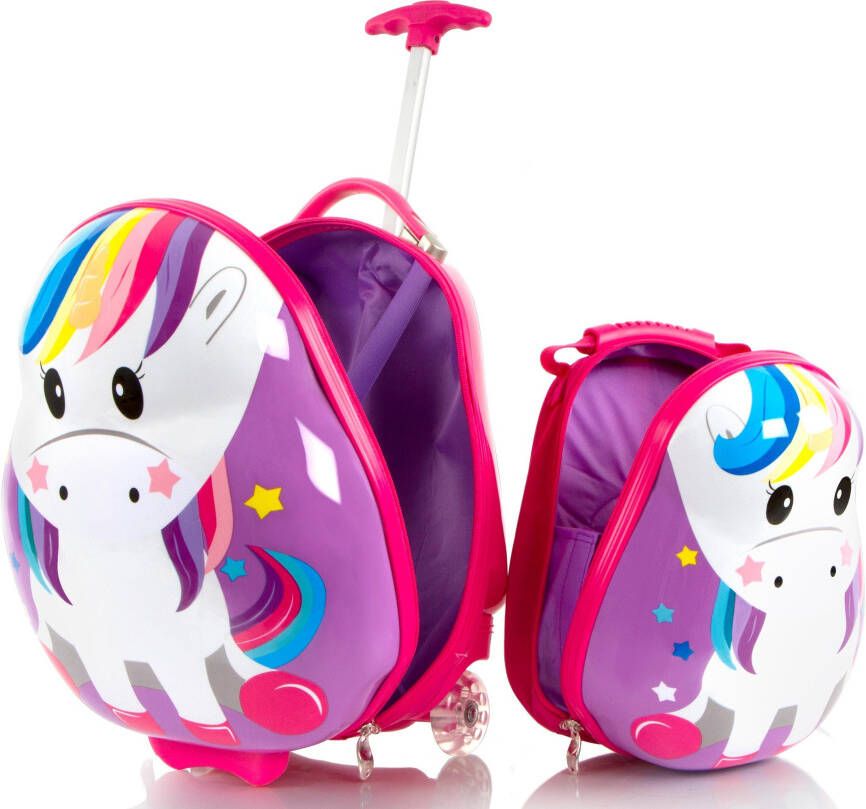 Heys Kinderkoffer Travel Tots 46 cm eenhoorn x Joachim Llambi kindertrolley kinder reisbagage (set 2 stuks)