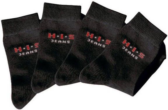 H.I.S Basic sokken met contrastkleurig logo (set 4 paar)