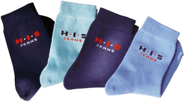 H.I.S Basic sokken met contrastkleurig logo (4 paar)
