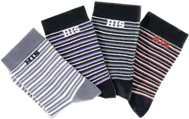 H.I.S Basic sokken met ingebreid logo (set 4 paar)