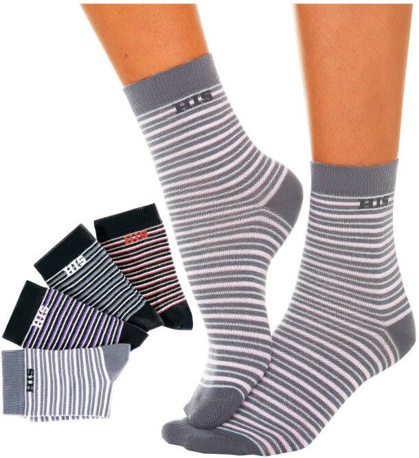 H.I.S Basic sokken met ingebreid logo (set 4 paar)