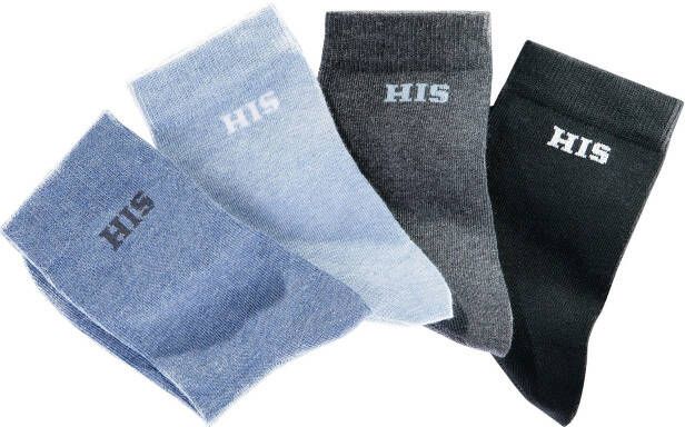 H.I.S Basic sokken met ingebreid logo (set 4 paar)