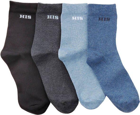 H.I.S Basic sokken met ingebreid logo (set 4 paar)