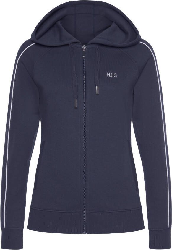 H.I.S Capuchonsweatvest met piping op de mouwen loungepak