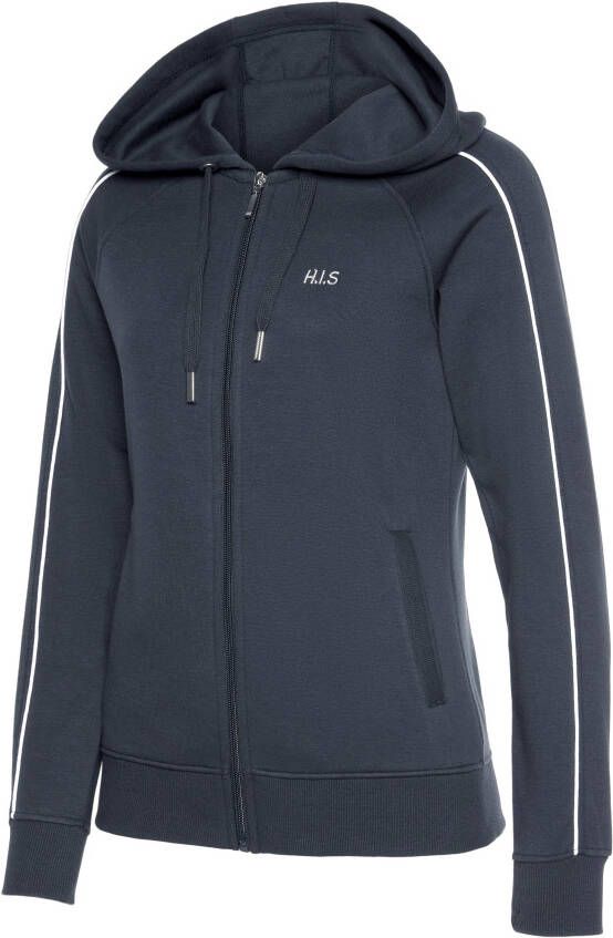 H.I.S Capuchonsweatvest met piping op de mouwen loungepak