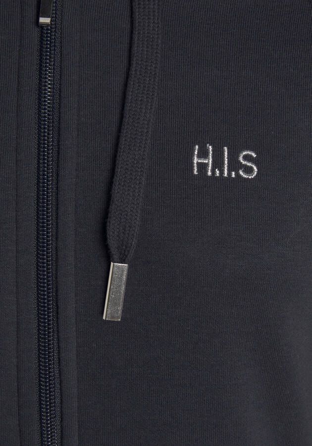 H.I.S Capuchonsweatvest met piping op de mouwen loungepak