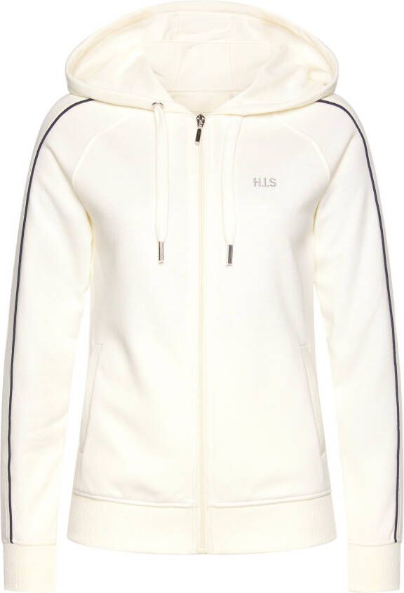 H.I.S Capuchonsweatvest met piping op de mouwen loungepak