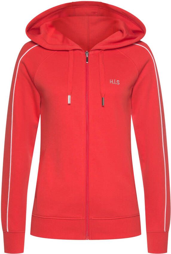 H.I.S Capuchonsweatvest met piping op de mouwen loungepak