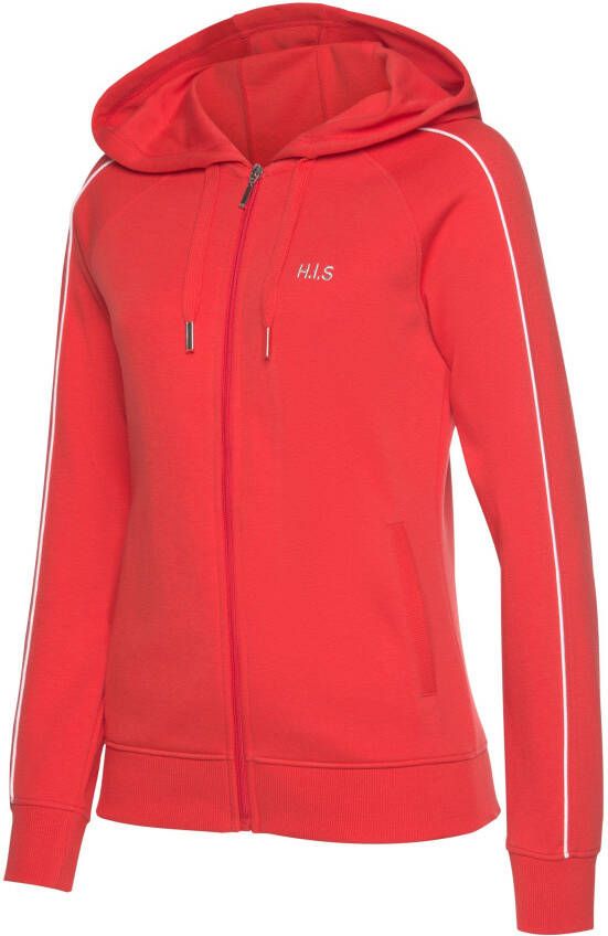 H.I.S Capuchonsweatvest met piping op de mouwen loungepak